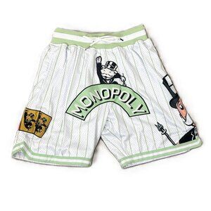 MONOPOLY Headgear Basketball Satin Patched Shorts XS Men's White Green